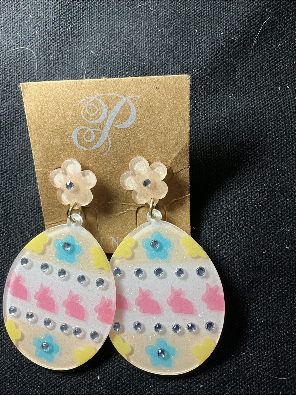 ⭐ Easter Bunny Egg Dangle Earrings Pastel Glitter Spring Earrings